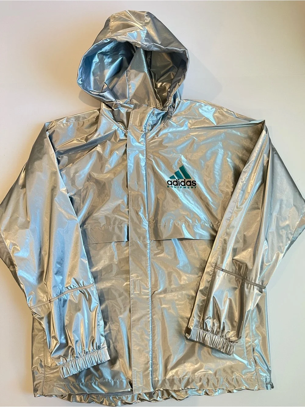 adidas EQT Metallic Windbreaker Mens Silver Jacket
